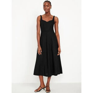 Old Navy Black Linen Blend Sleeveless Midi Dress Medium